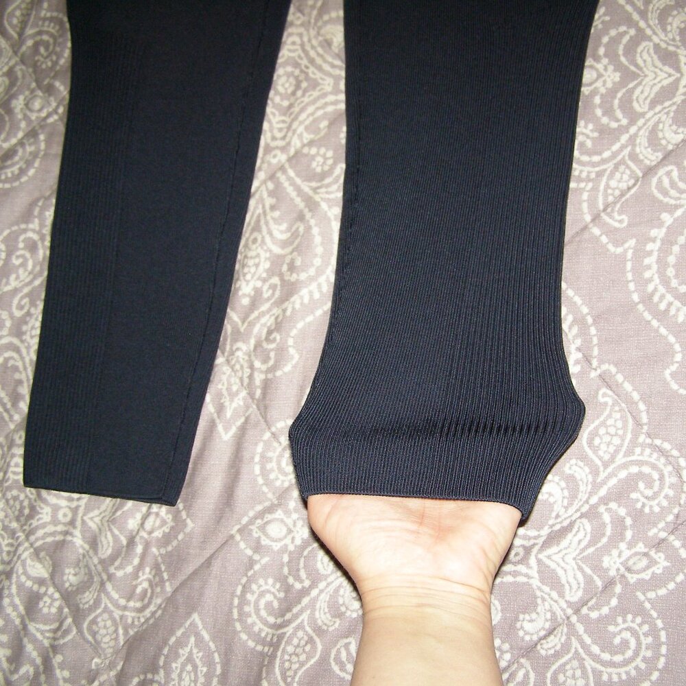 NEW size L Victoria Beckham Ribbed Leggings NAVY BLUE Color - Picture 10 of 16